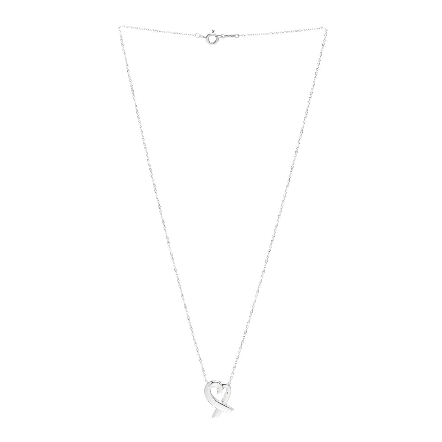 Tiffany Sterling Silver Small Paloma Picasso Loving Heart Pendant Necklace 3 of 4
