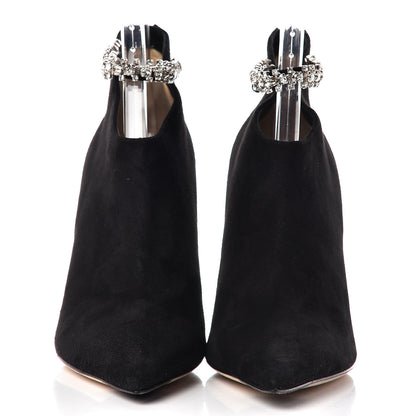 Jimmy Choo Suede Crystal Blaize 100 Ankle Boots 38.5 Black 2 of 14