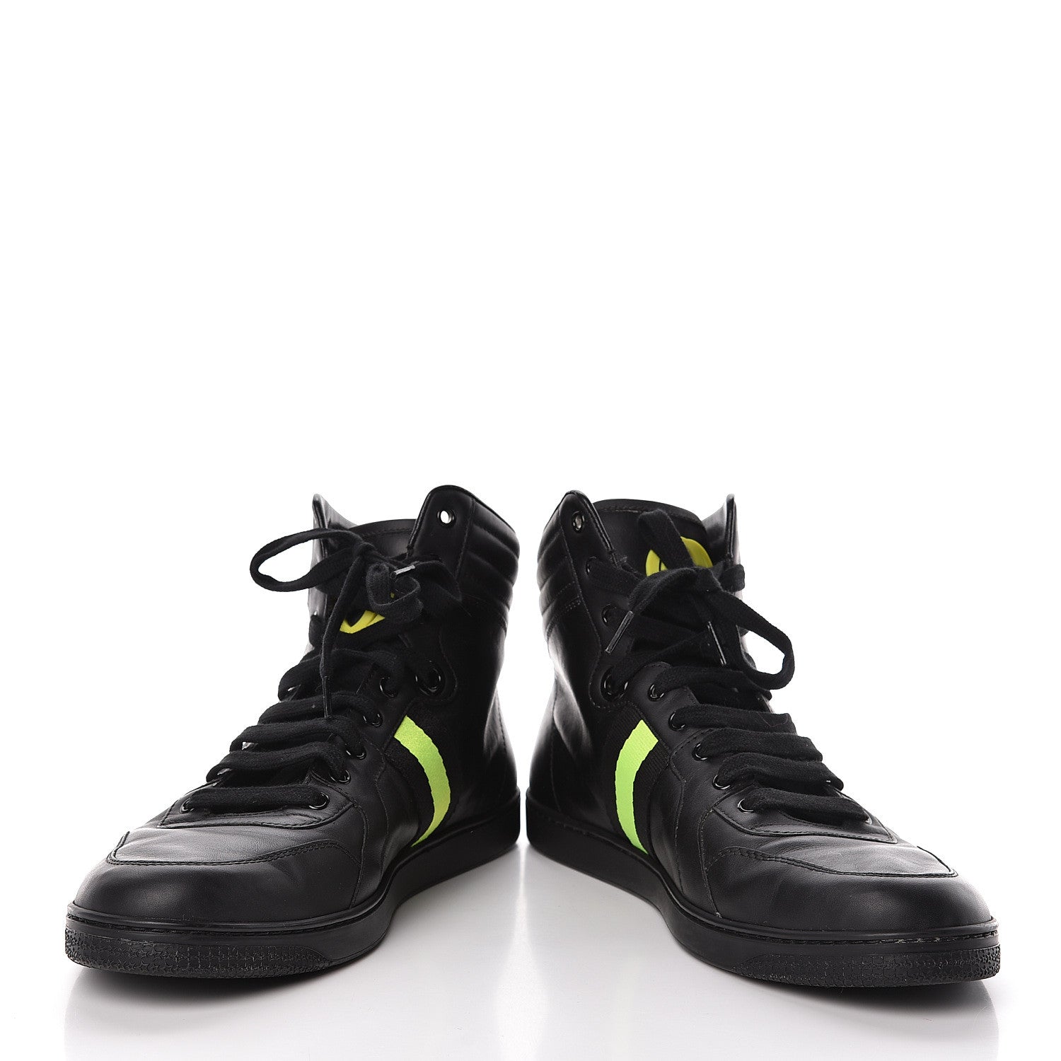 Gucci Calfskin GG Viaggio High-Top Sneakers 10.5 Black Green Fluo 5 of 20