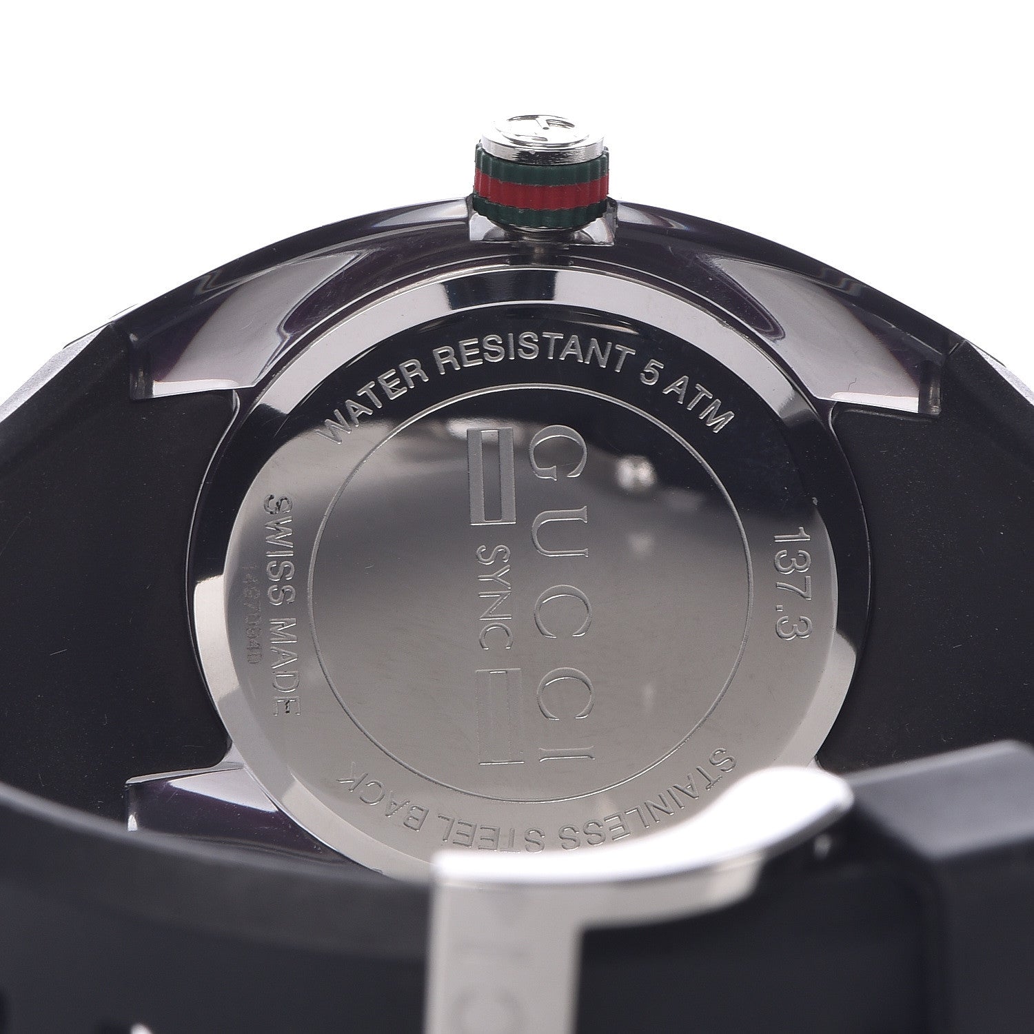 Gucci Stainless Steel Rubber 36mm Sync Web Quartz Watch Black 6 of 8