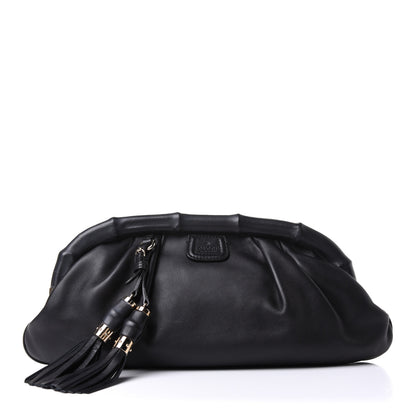 Gucci Calfskin Bamboo Frame Top Tassel Clutch Black 1 of 11
