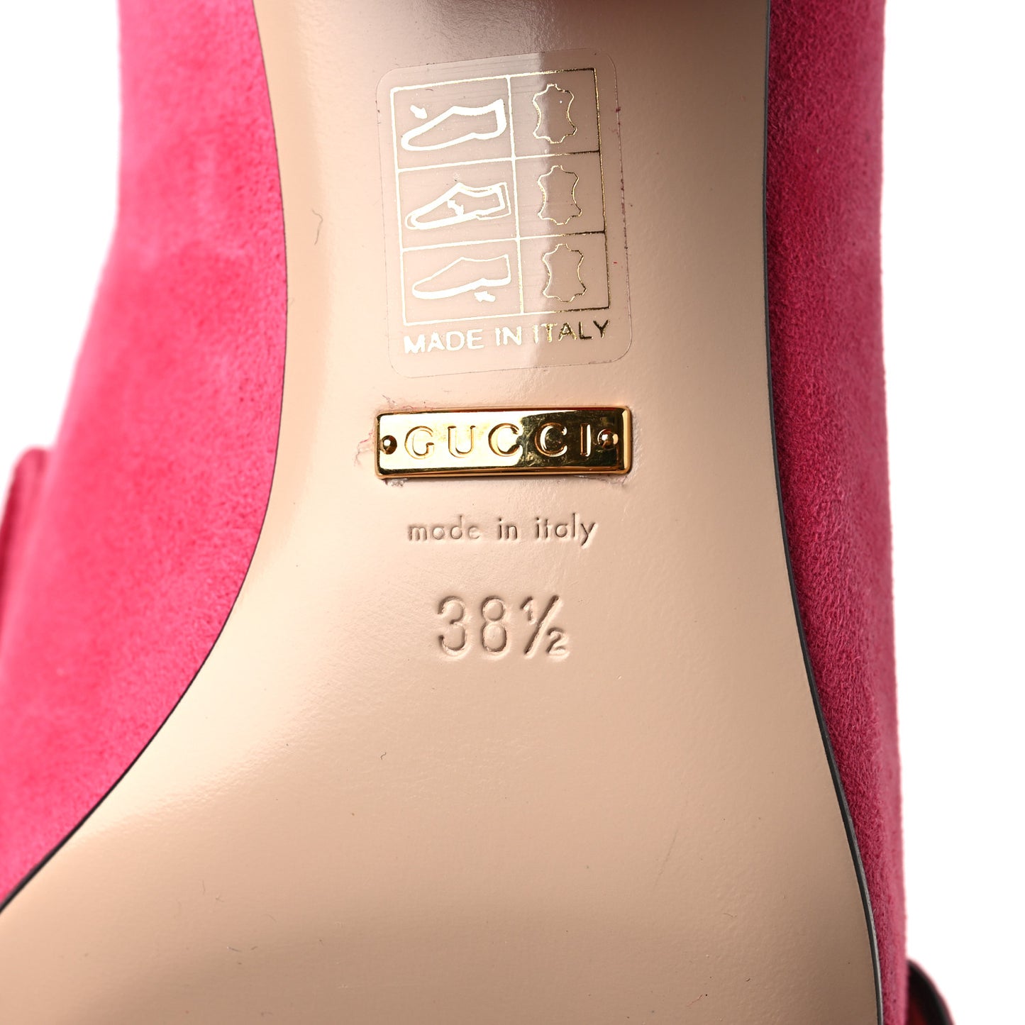 Kid Scamosciato GG Marmont Fringe 50mm Loafer Pumps 38.5 Hot Pink