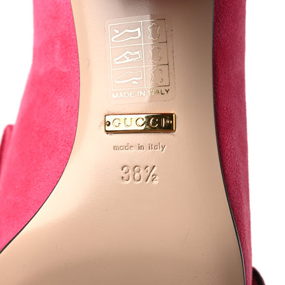 Gucci Kid Scamosciato GG Marmont Fringe 50mm Loafer Pumps 38.5 Hot Pink 6 of 8