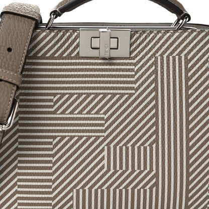 Fendi Cuoio Romano Striped Macro FF Bicolor Mini Peekaboo I SEE U Satchel Ghianda 9 of 9