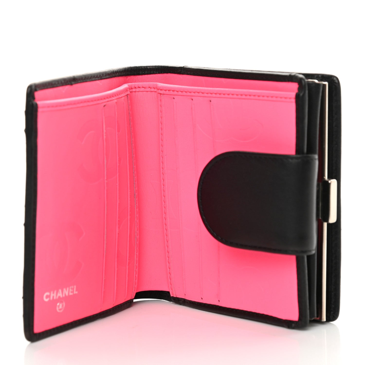 Chanel Calfskin Quilted Cambon Bi-Fold Wallet Black White 5 of 12