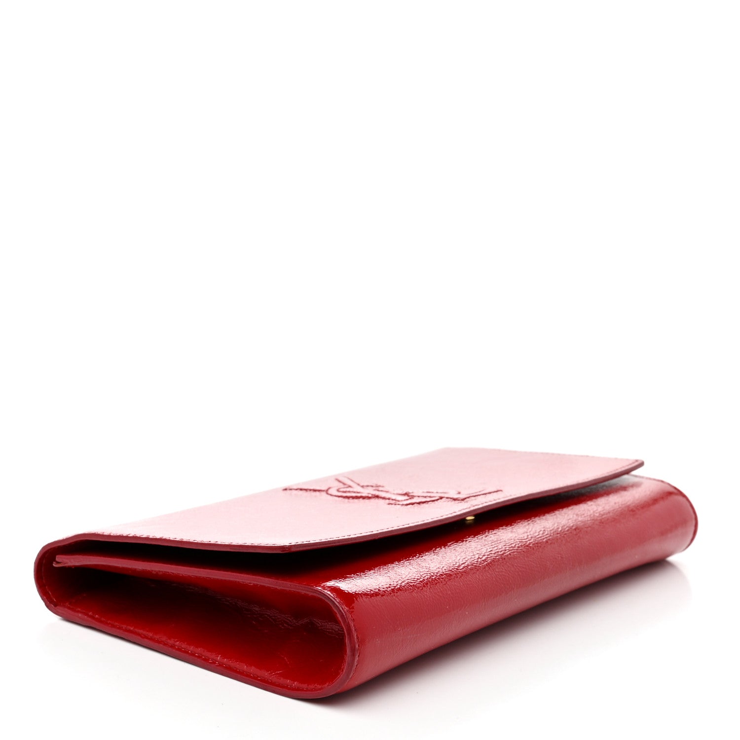 Saint Laurent Textured Patent Monogram Large Belle De Jour Clutch Red 4 of 8