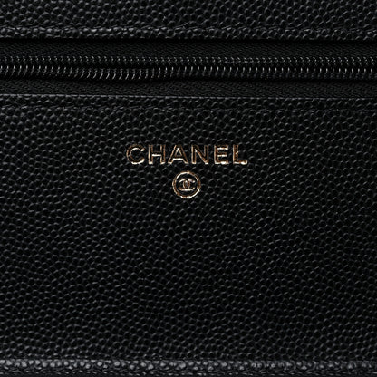 Chanel Caviar Quilted Striated CC Wallet On Chain WOC Black 5 of 10