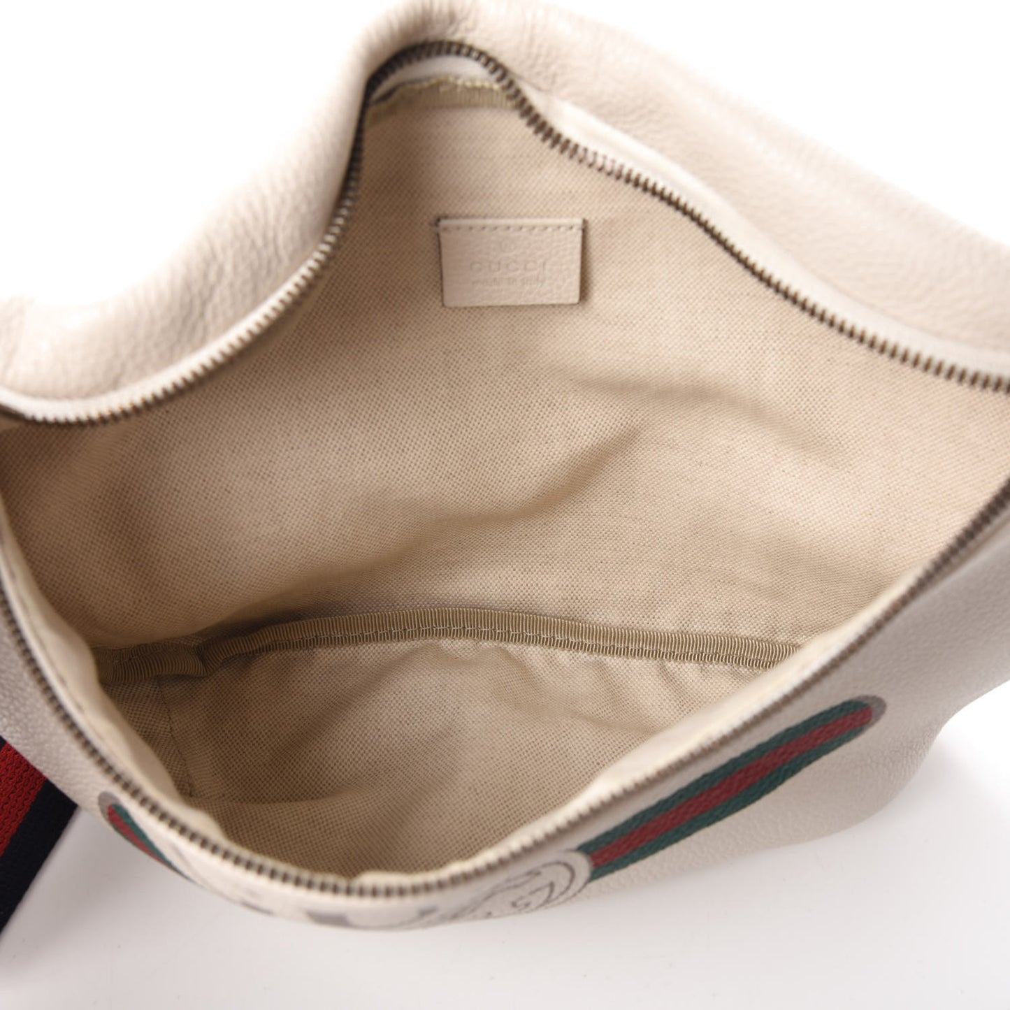 Grained Calfskin Logo Belt Bag White