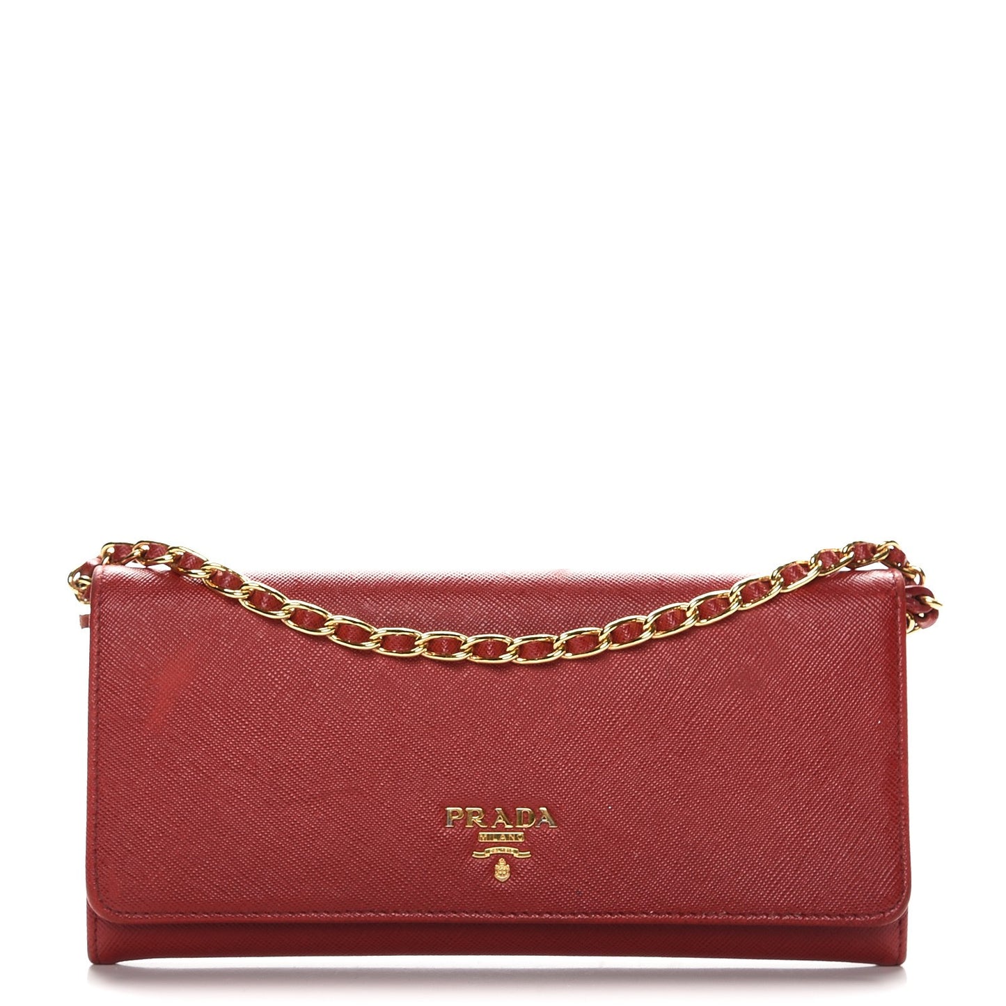 Saffiano Metal Oro Chain Wallet Fuoco