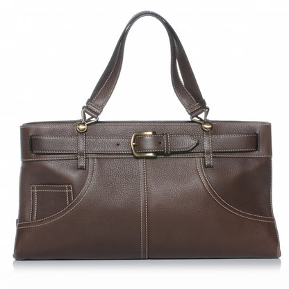 Christian Dior Calfskin Belted Pants Shoulder Bag Brown 1 of 7