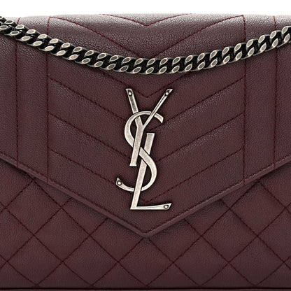 Saint Laurent Sheepskin Tri-Quilt Monogram Envelope Chain Wallet Burgundy 8 of 12