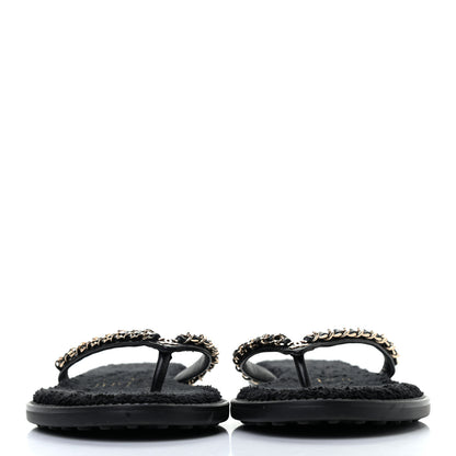 Chanel Lambskin CC Chain Thong Sandals 38 Black 2 of 8