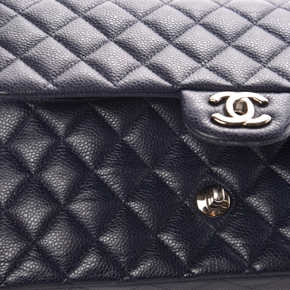 Chanel Caviar Quilted Medium Double Flap Dark Blue 9 of 12