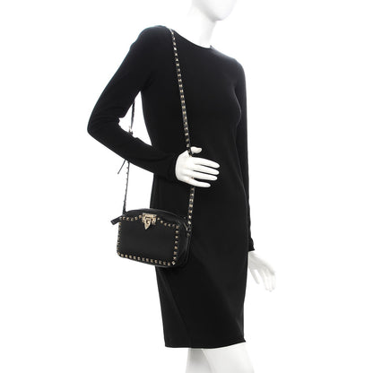 Valentino Garavani Grained Calfskin Rockstud Flip Lock Camera Crossbody Bag Black 2 of 7