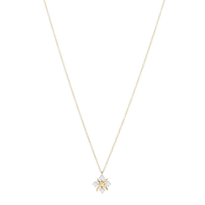Tiffany Platinum 18K Yellow Gold Diamond Schlumberger Lynn Pendant Necklace 1 of 5