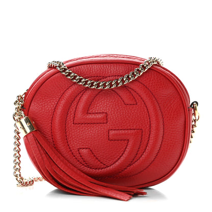 Gucci Pebbled Calfskin Mini Soho Chain Bag Tabasco Red 1 of 11