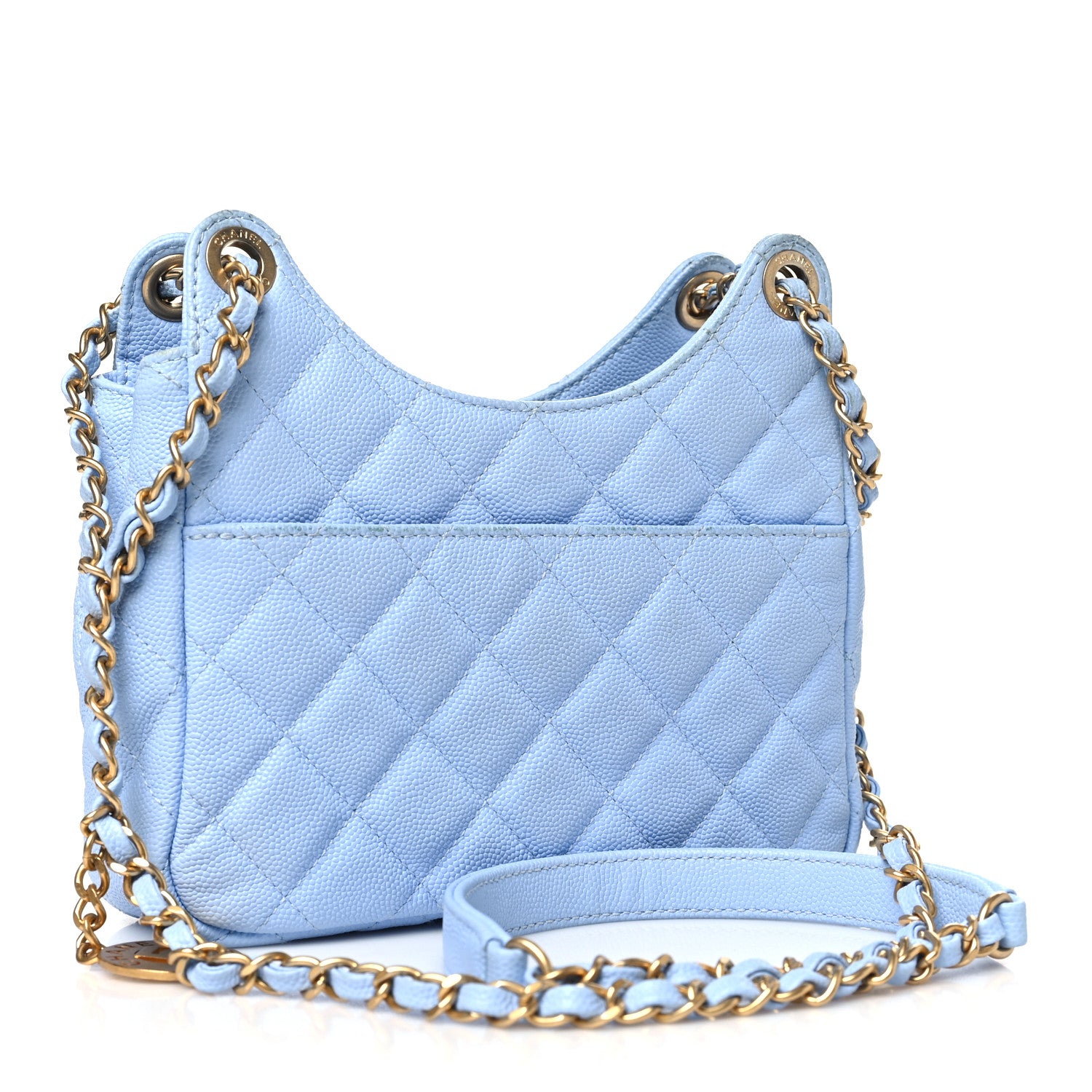 Chanel Caviar Quilted Small Wavy CC Hobo Light Blue 3 of 11