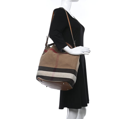 Burberry Canvas Mega Check Medium Ashby Hobo Saddle Brown 2 of 18