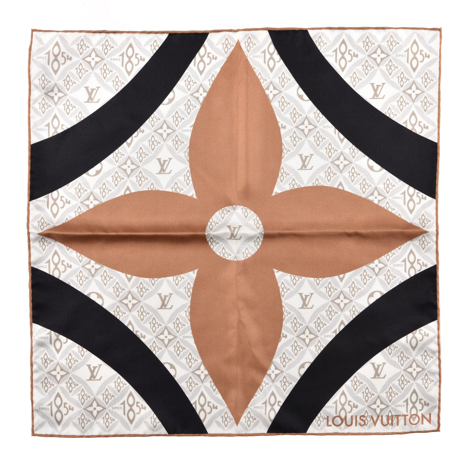 Louis Vuitton Silk Since 1854 Inkjet Monogram Square 45 Scarf Brown 1 of 3