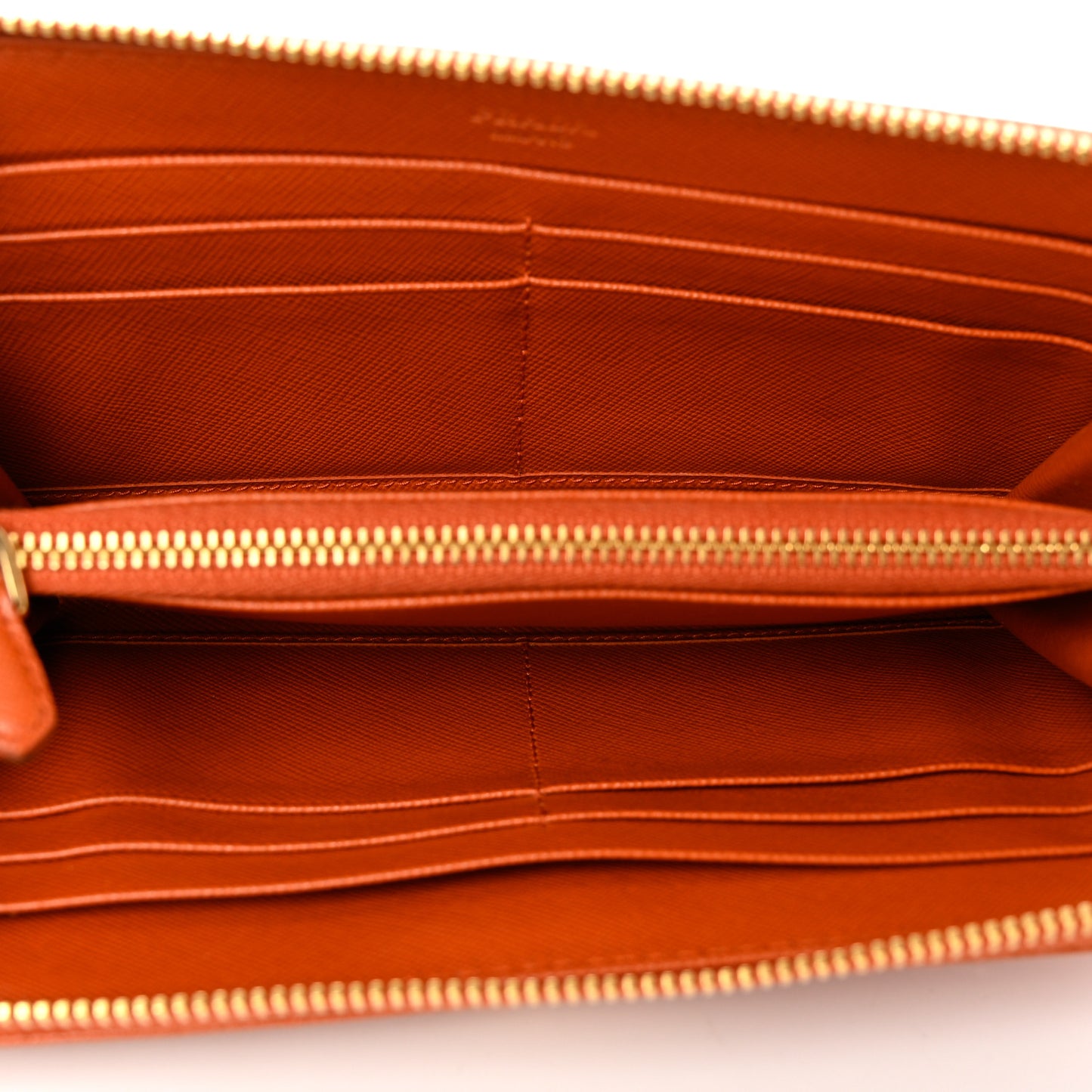 Saffiano Metal Zip Around Wallet Papaya