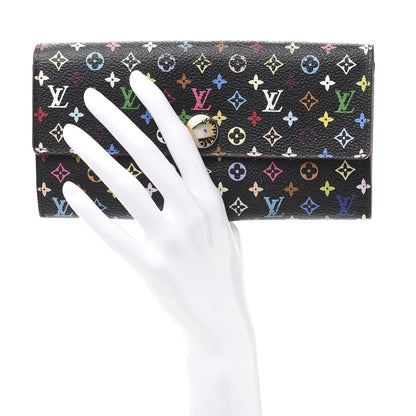 Louis Vuitton Monogram Multicolor Sarah Wallet Black Bleuet 2 of 7