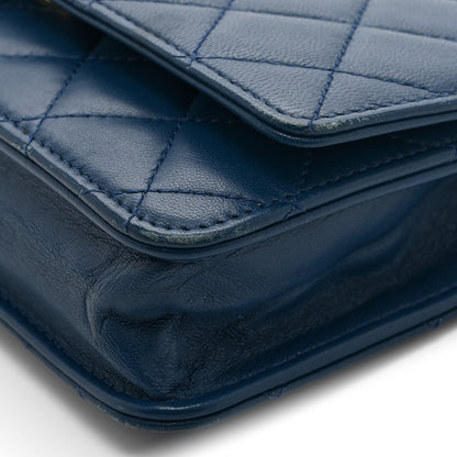 Chanel Lambskin Quilted Trendy CC Wallet On Chain WOC Blue 14 of 14