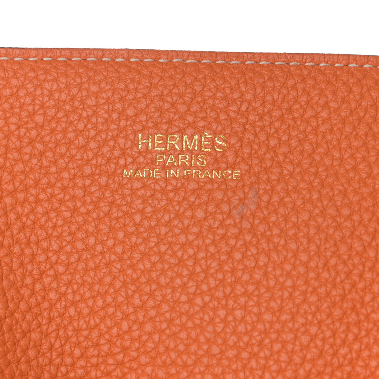 Hermes Taurillon Clemence Double Sens 45 Reversible Tote Orange Gold 10 of 17