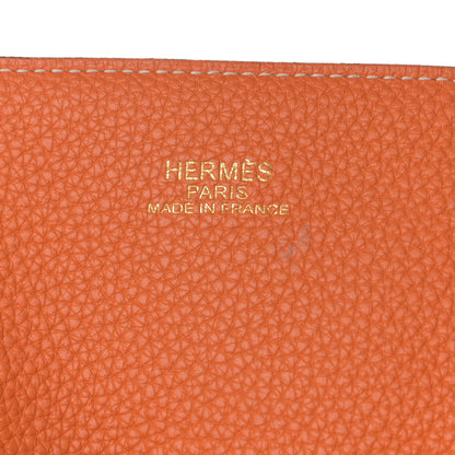 Hermes Taurillon Clemence Double Sens 45 Reversible Tote Orange Gold 10 of 17