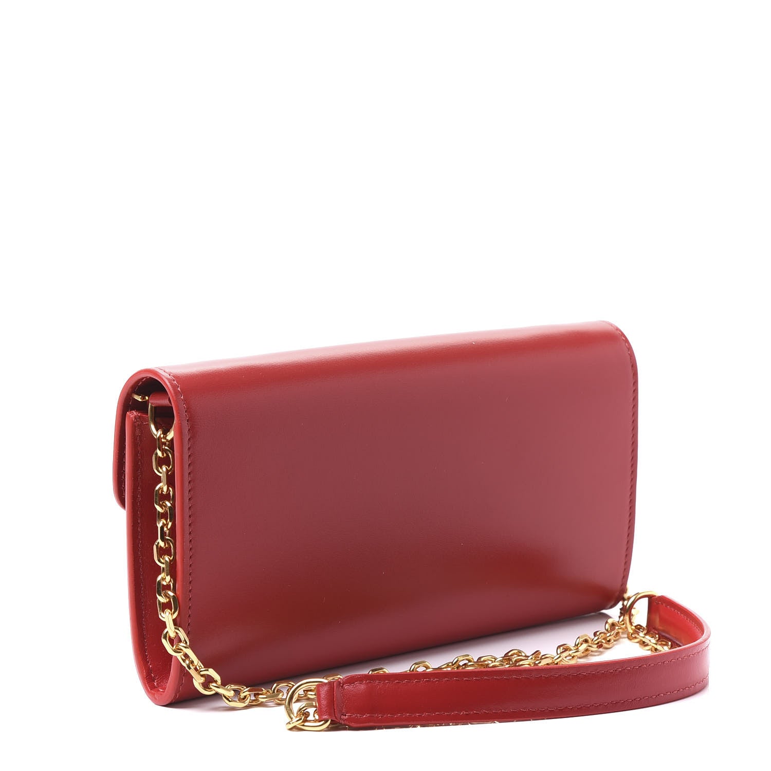 Celine Shiny Smooth Calfskin C Wallet On Chain Bag Red 2 of 11