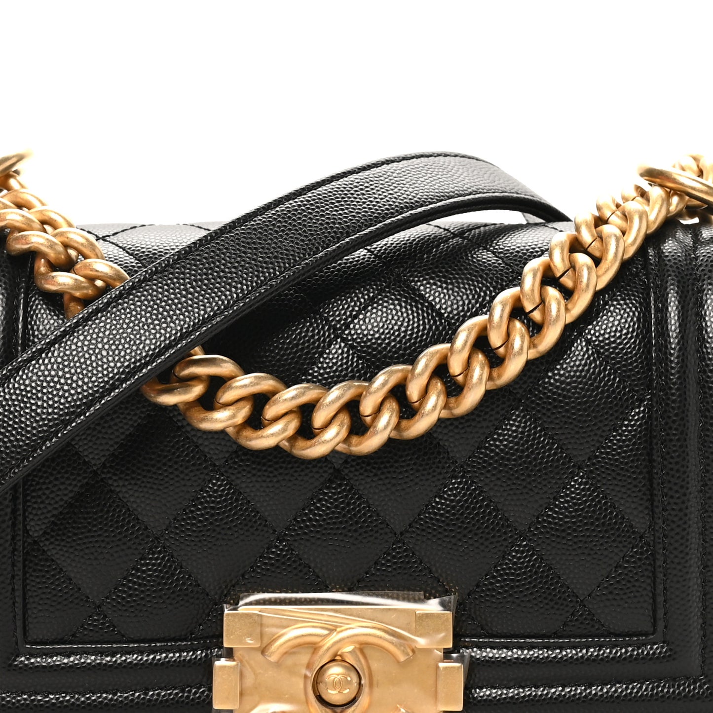 Caviar Quilted Small Boy Flap Black