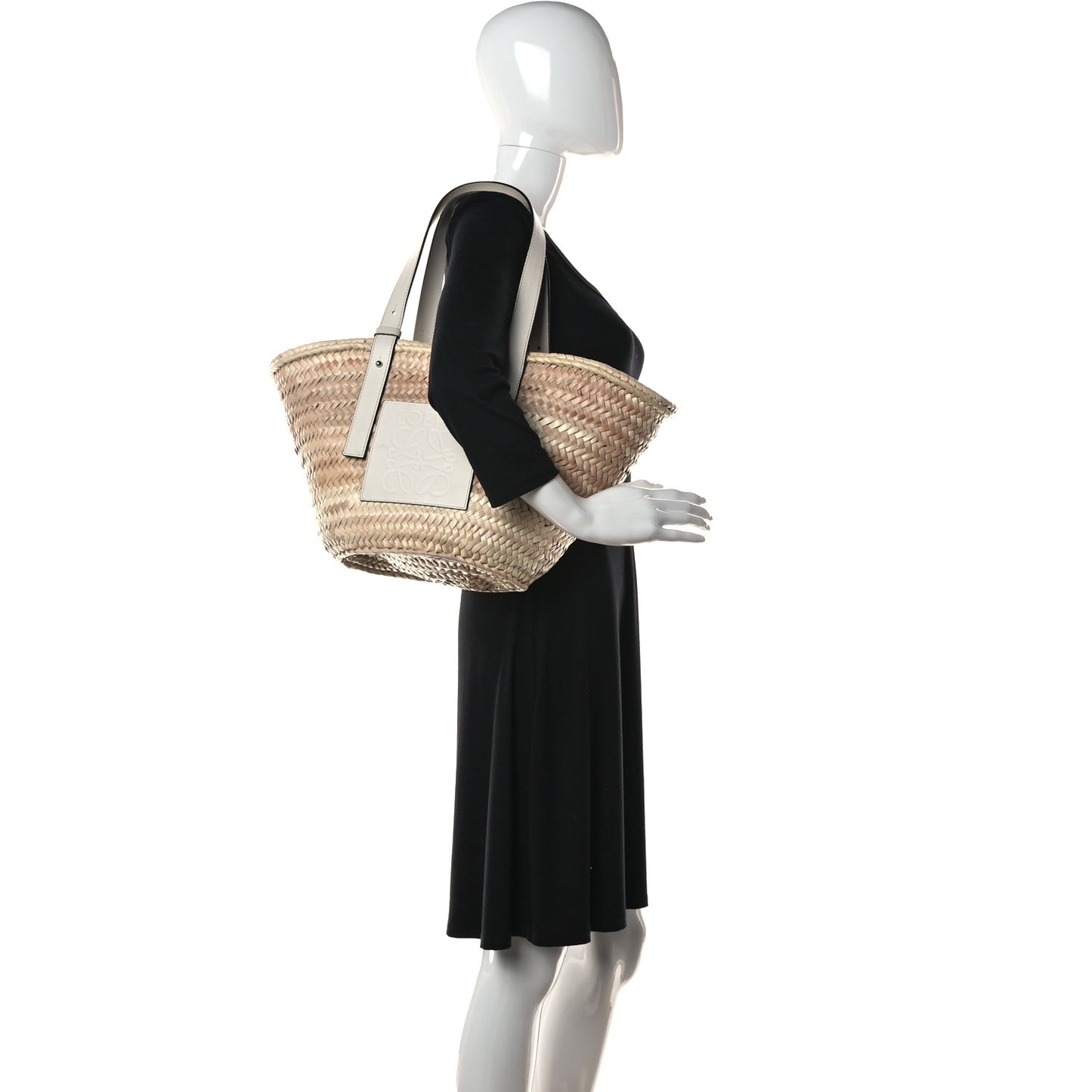 Raffia Basket Tote Bag Natural White