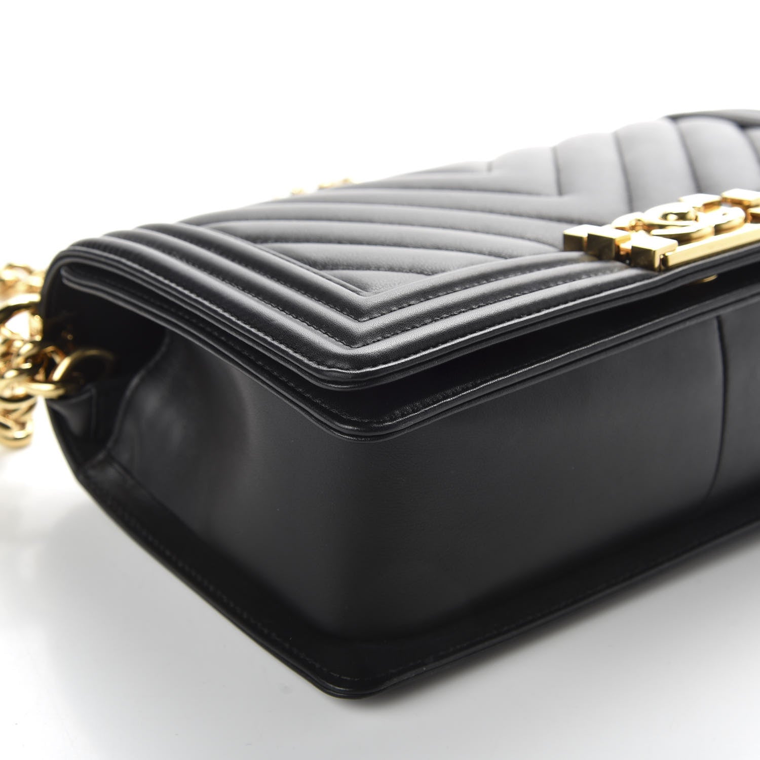 Chanel Calfskin Chevron Quilted Medium Boy Flap Black 9 of 11