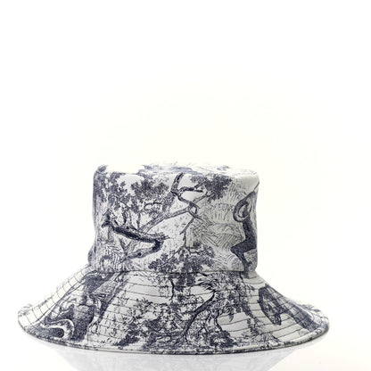 Christian Dior Cotton Toile De Jouy Bucket Hat 57 Blue 5 of 9