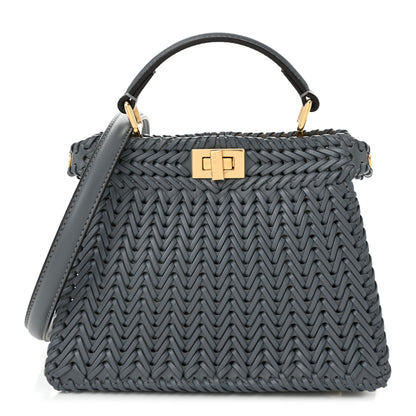 Fendi Vitello King Shiny Nappa Intreccio Petite Peekaboo I SEE U Satchel  Tempesta 1 of 9