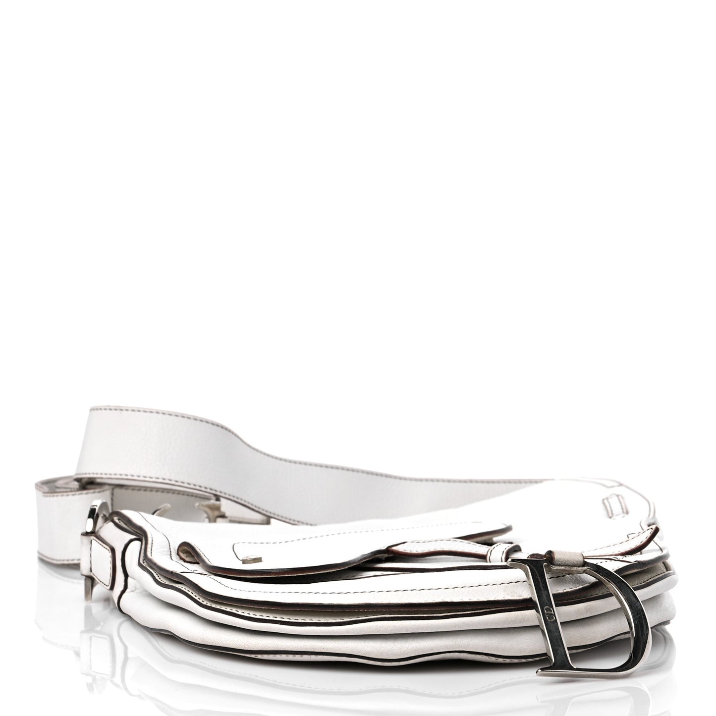 Calfskin Baudrier Saddle Bag White