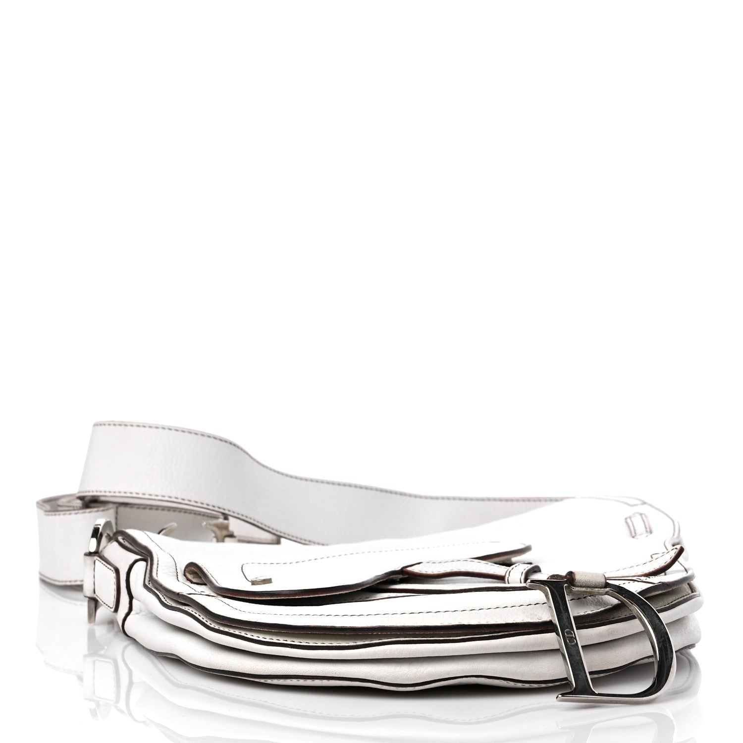 Christian Dior Calfskin Baudrier Saddle Bag White 4 of 16