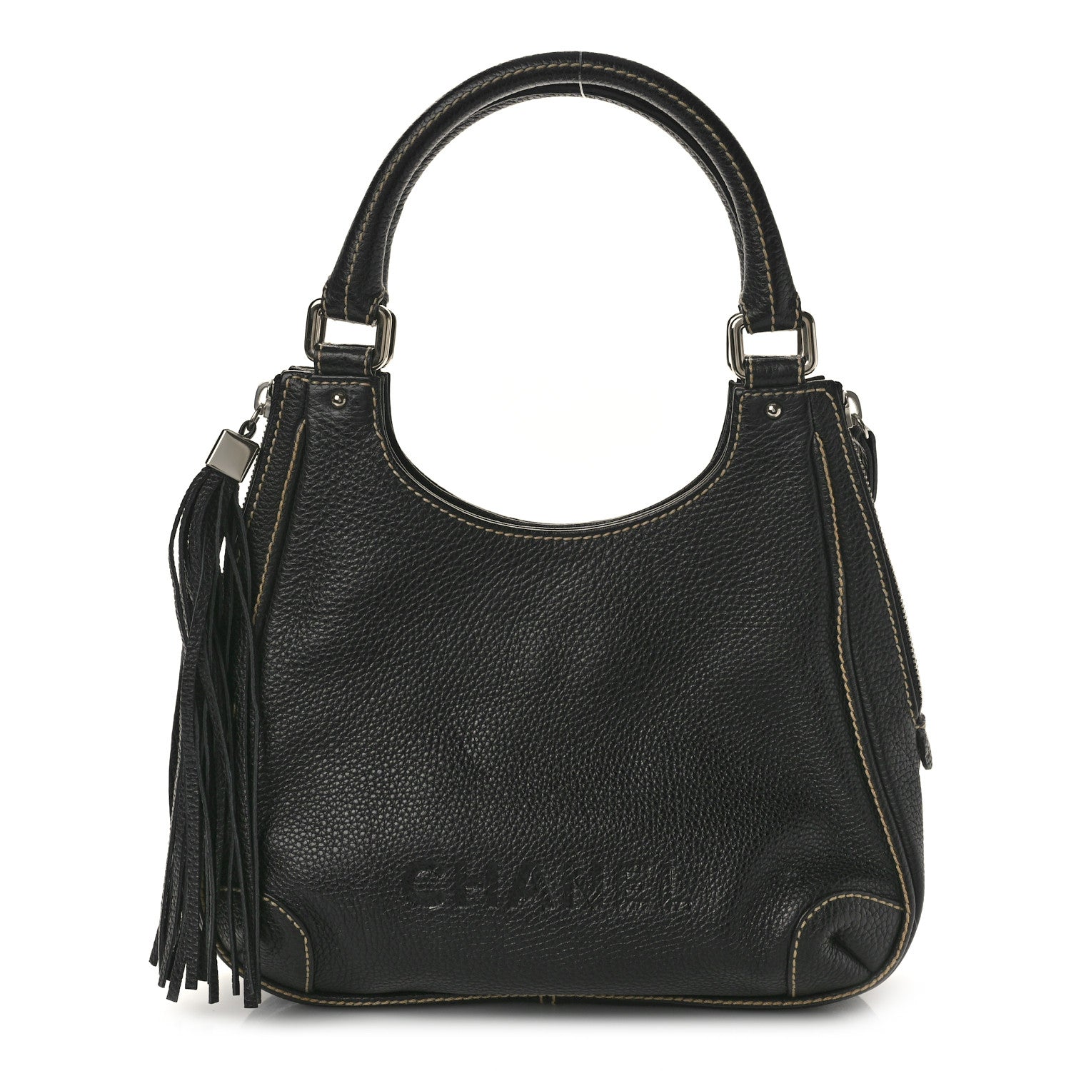 Chanel Grained Calfskin Tassel Hobo Black 1 of 10