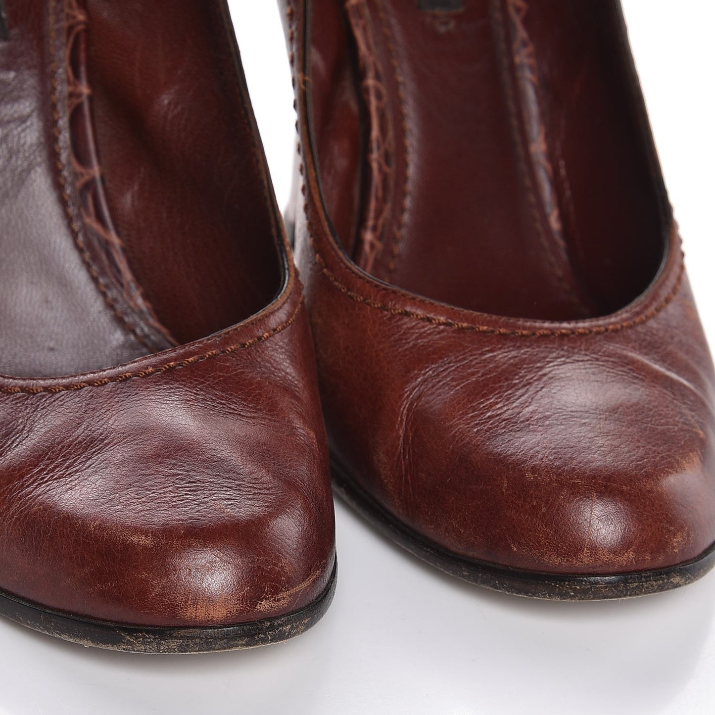 Calfskin Croc Embossed Slingback Heels 36.5 Brown