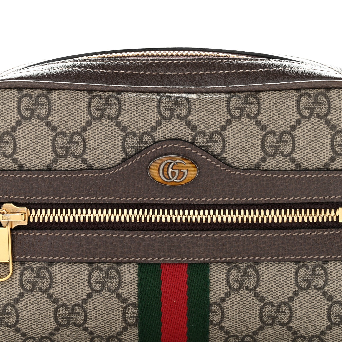 GG Supreme Monogram Web Small Ophidia Belt Bag 75 30 Dark Brown