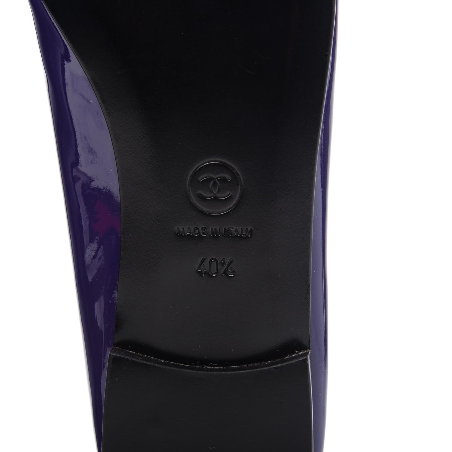 Patent Calfskin CC Cap Toe Ballerina Flats 40.5 Purple