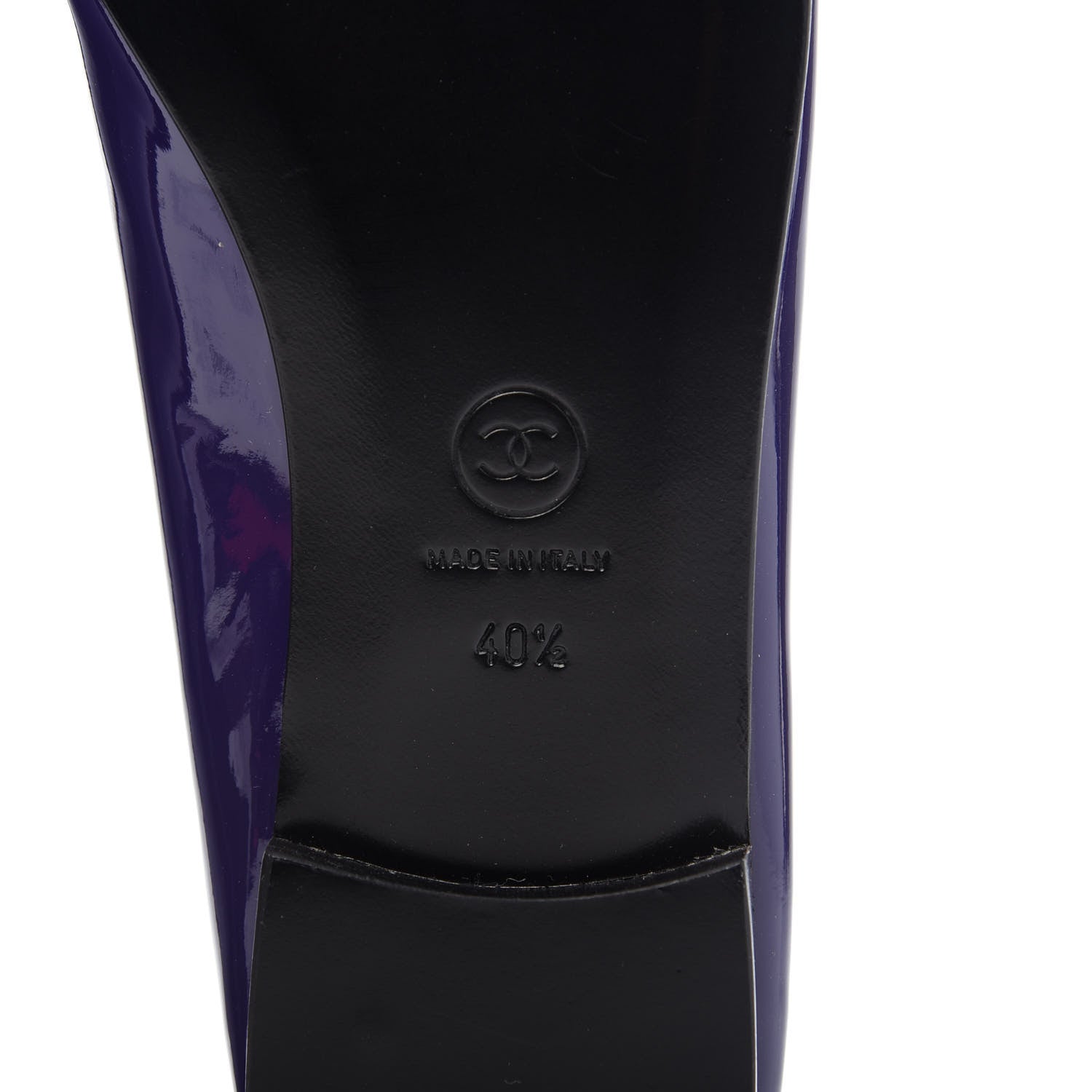 Chanel Patent Calfskin CC Cap Toe Ballerina Flats 40.5 Purple 6 of 8