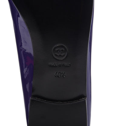 Chanel Patent Calfskin CC Cap Toe Ballerina Flats 40.5 Purple 6 of 8