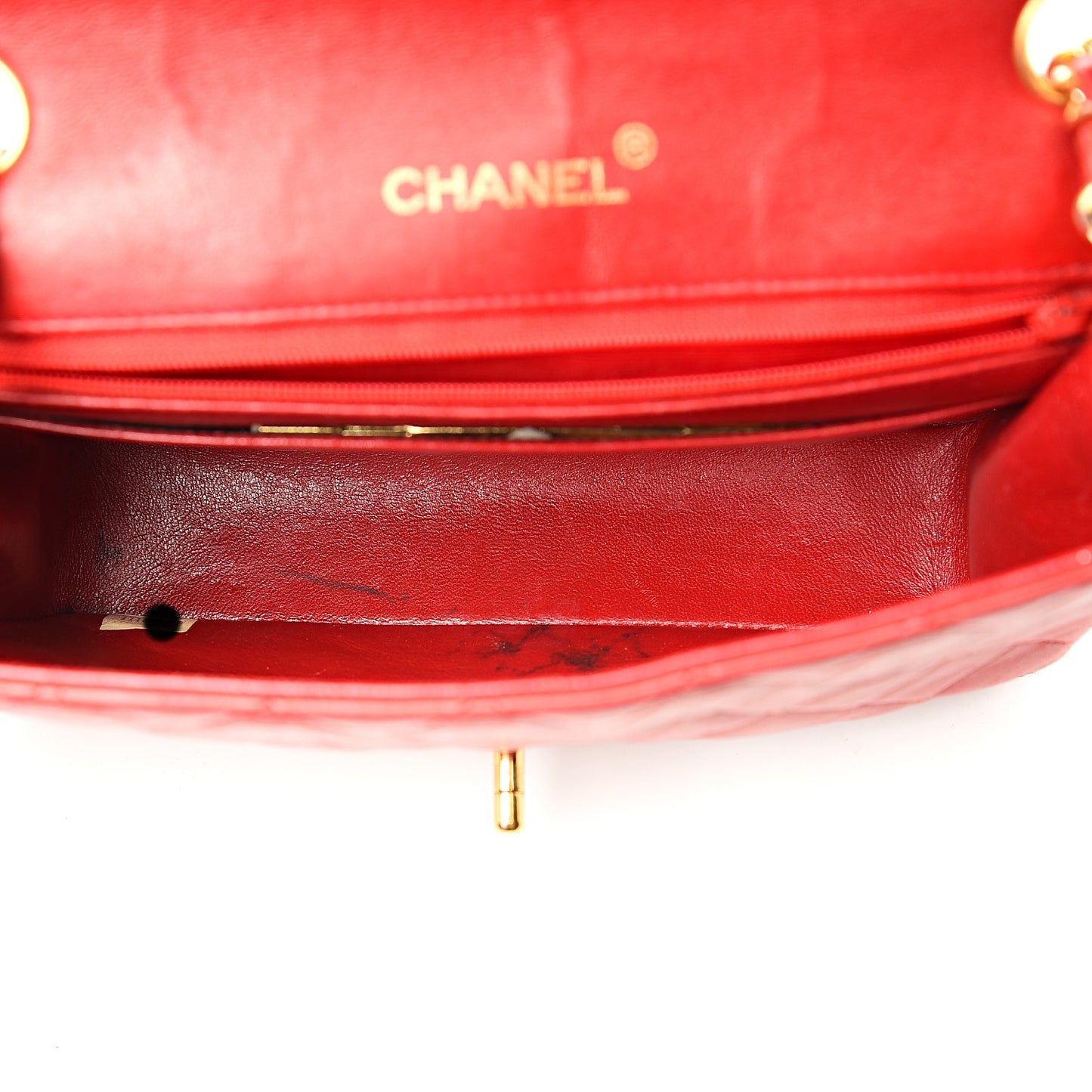 Lambskin Quilted Small Single Flap Red