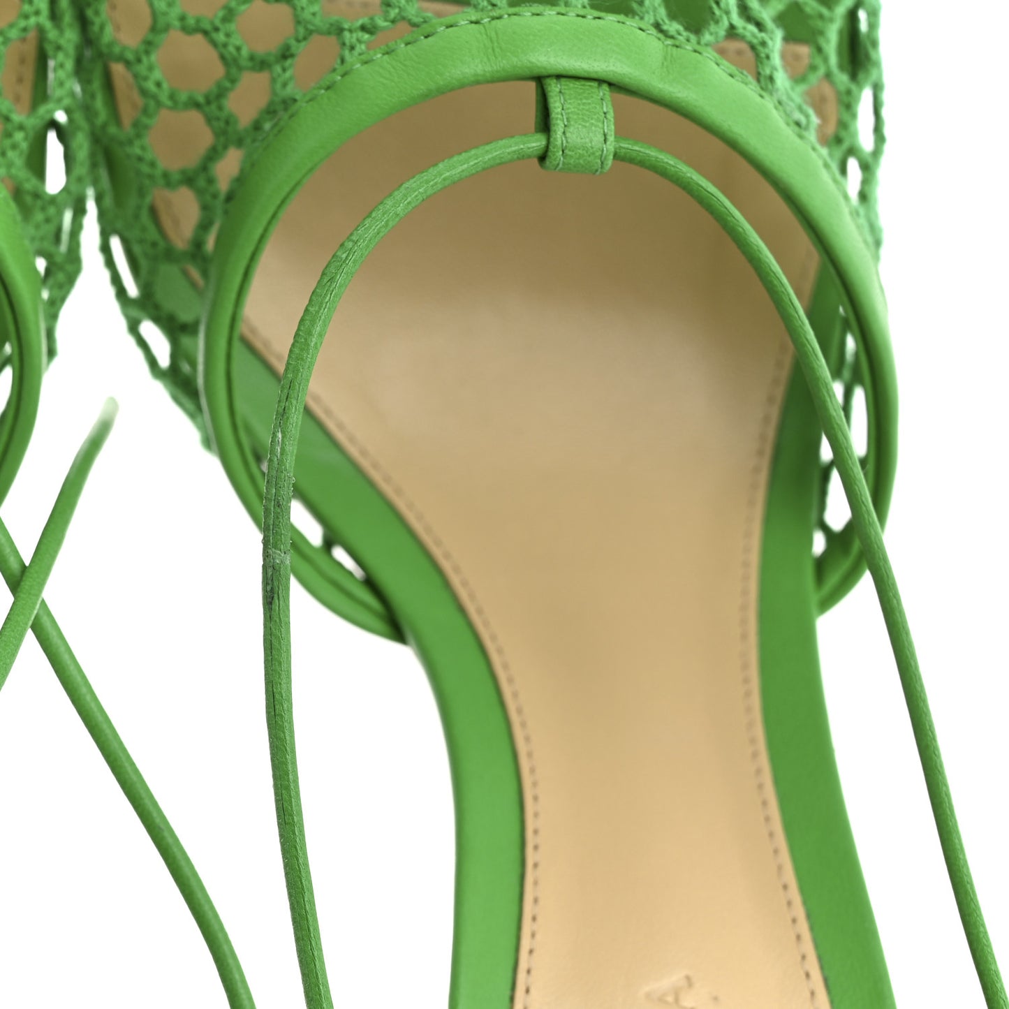 Mesh Nappa Stretch Ankle Tie 90mm Sandals 38.5 Grass