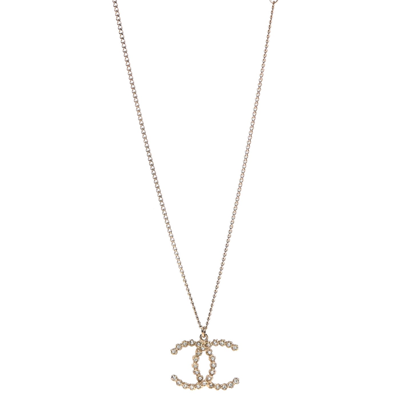 Crystal CC Pendant Necklace Gold