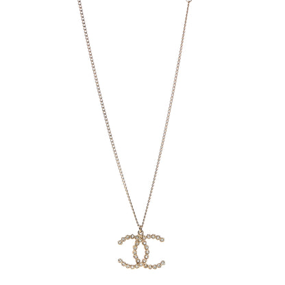 Chanel Crystal CC Pendant Necklace Gold 1 of 4