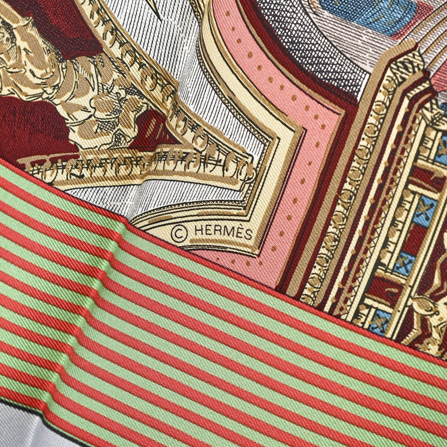 Silk Grand Theatre Nouveau Scarf 90 Bleu Vieux Rose Vert