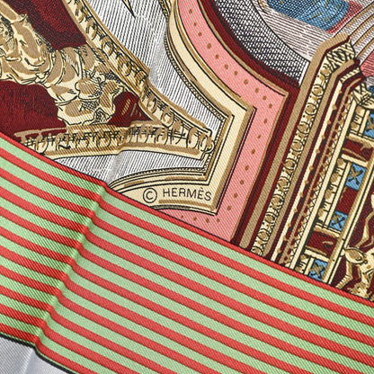 Hermes Silk Grand Theatre Nouveau Scarf 90 Bleu Vieux Rose Vert 3 of 10
