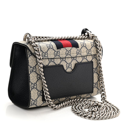 Gucci GG Supreme Monogram Textured Dollar Calfskin Web Small Padlock Shoulder Bag Beige Blue 3 of 9
