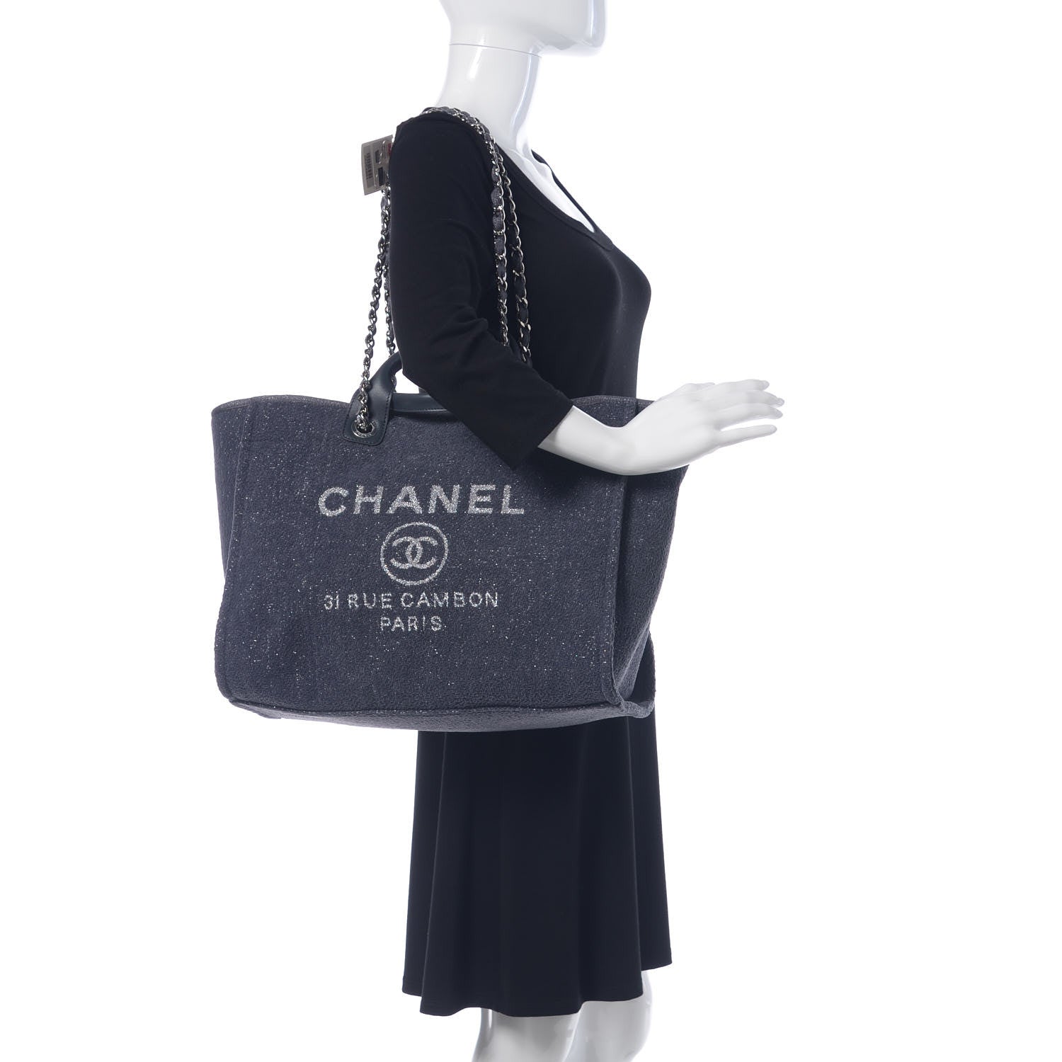 Chanel Lurex Boucle Medium Deauville Tote Grey 2 of 7